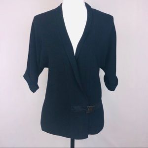 Foxcroft Black Short Sleeve Black Wrap Top Size S